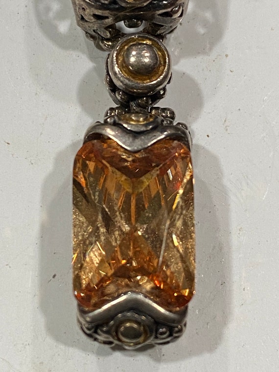 Beautiful 925 heavy vintage detailed citrine pend… - image 2