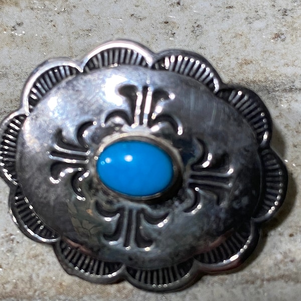 Beautiful vintage signed  Navajo concho sterling broach