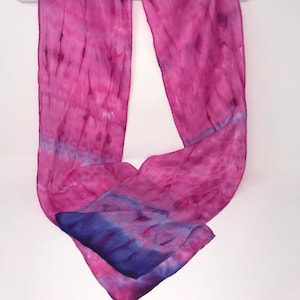 Pink Shibori Silk Scarf - Hand Painted Habotai Silk, Wearable Art