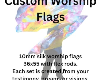 Hand Painted Silk Worship Flag: Custom Testimony Flags Set, 36x55"