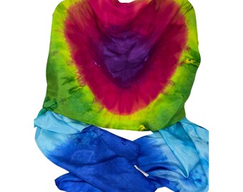 Hand Painted Rainbow Silk Scarf, New Beginnings Wearable Art