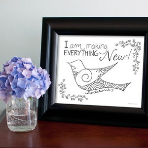 Bible Verse Coloring Page - Revelation 21:5 - Printable Coloring Page, Bible Coloring Page, Christian Kids Activity, Sunday School Craft image 9