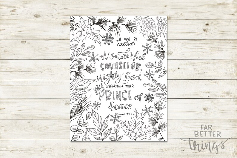 Bible Verse Coloring Page Isaiah 9:6 Printable Bible Verse ...