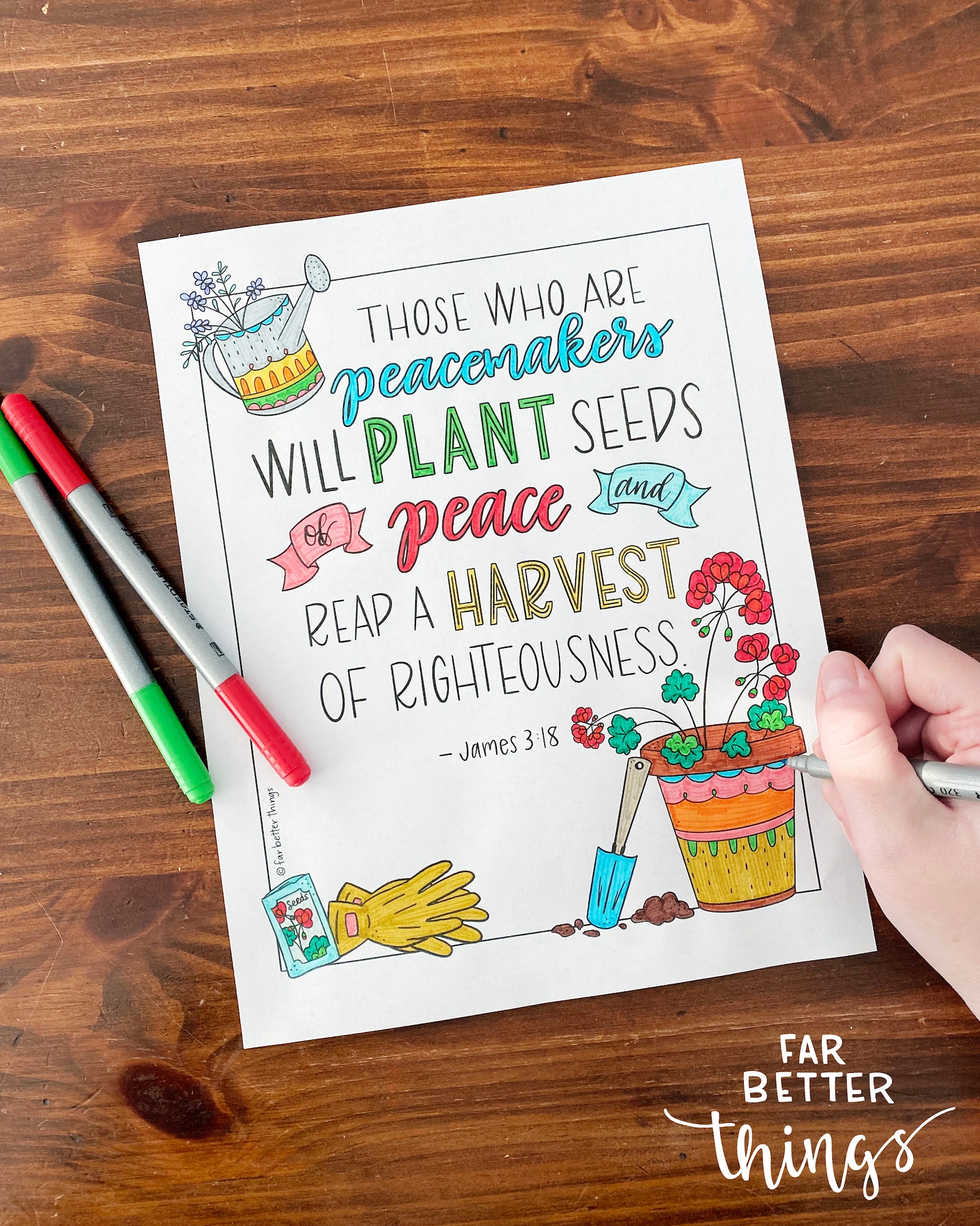 Bible Verse Coloring Page - James 3:18 - Printable Digital Download ...
