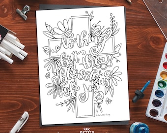Hymn Coloring Page - Nothing But the Blood of Jesus - Printable Hymn Coloring Page, Christian Kids Activity, Sunday School Craft, Song Lyric