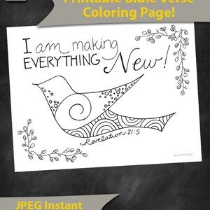 Bible Verse Coloring Page - Revelation 21:5 - Printable Coloring Page, Bible Coloring Page, Christian Kids Activity, Sunday School Craft image 3