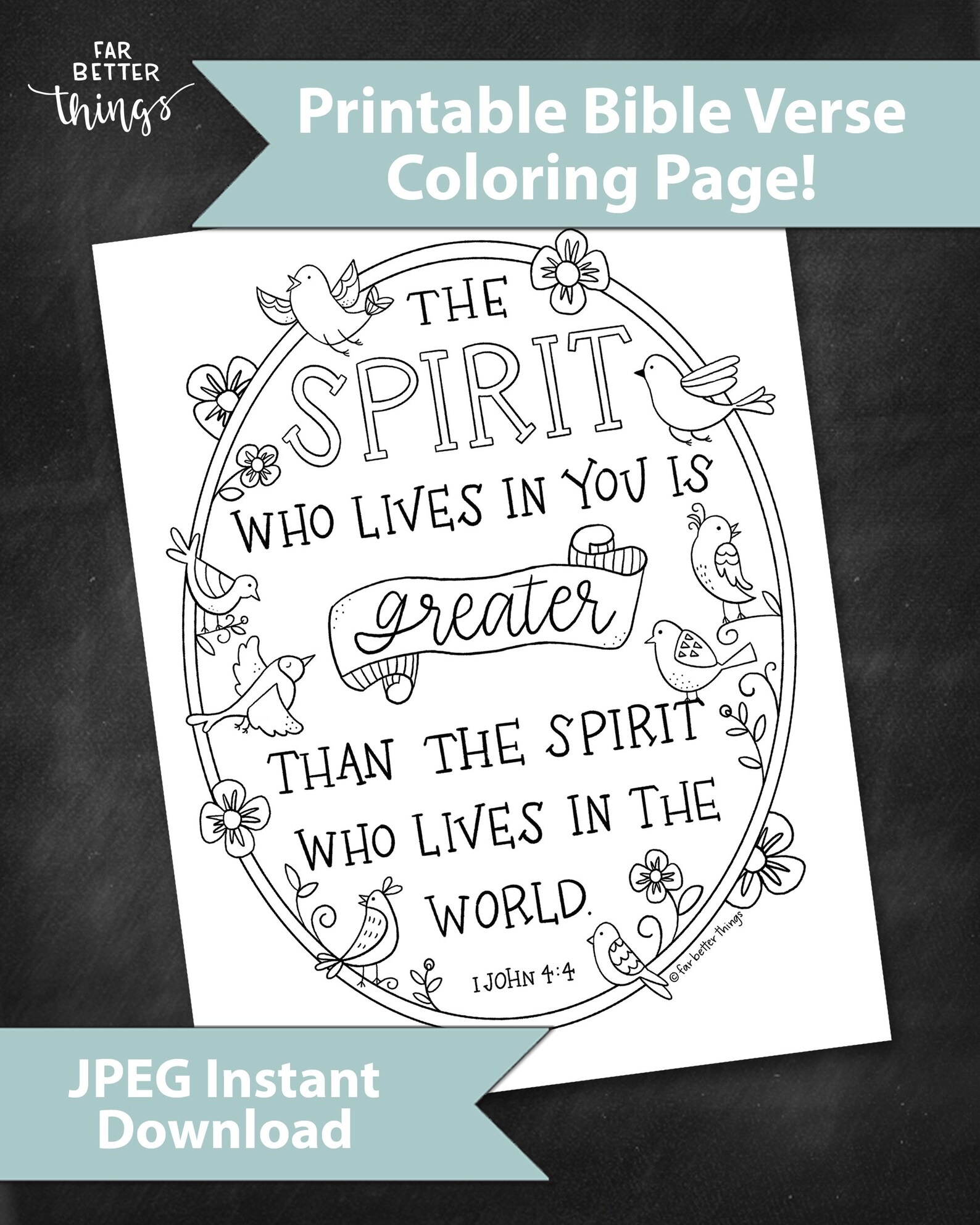 Bible Verse Coloring Page I John 4:4 Printable Digital Download, Bible ...