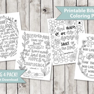 Four Pack - Bible Verse Coloring Pages - Printable Bible Coloring Pages, JPEG Instant Download, Christian Kids Sunday School Coloring Sheets