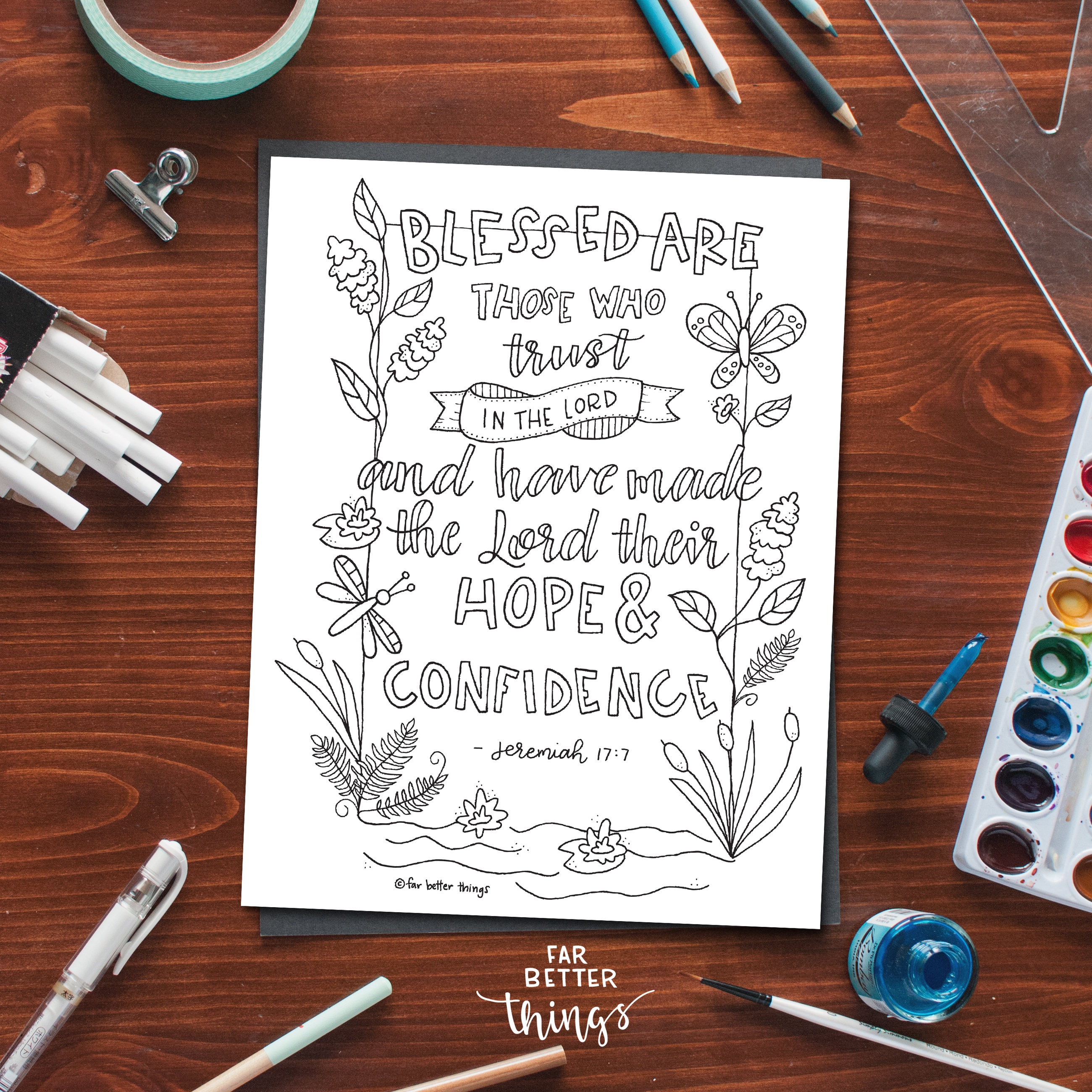 Bible Verse Coloring Page - Jeremiah 17:7 - Printable Bible Coloring ...