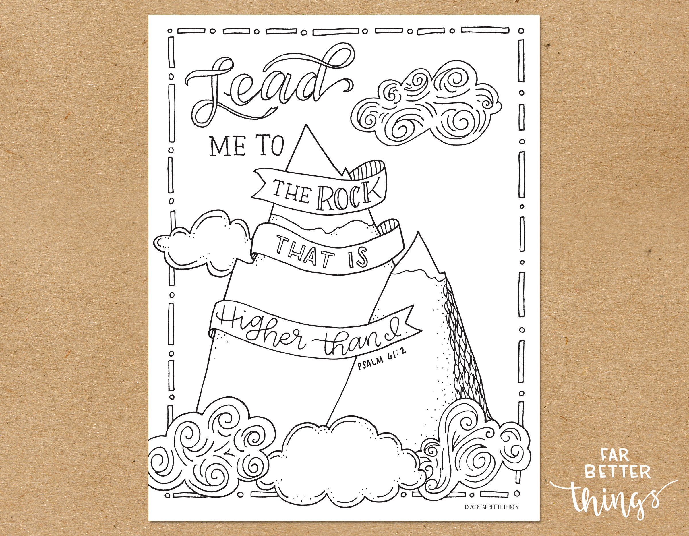 Bible Verse Coloring Page - Psalm 61:2 - Printable Coloring Page, Bible ...