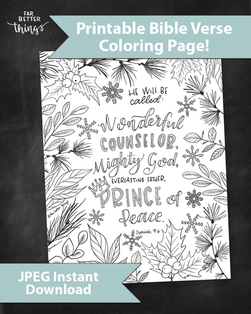 Bible Verse Coloring Page Isaiah 9:6 Printable Bible Verse - Etsy