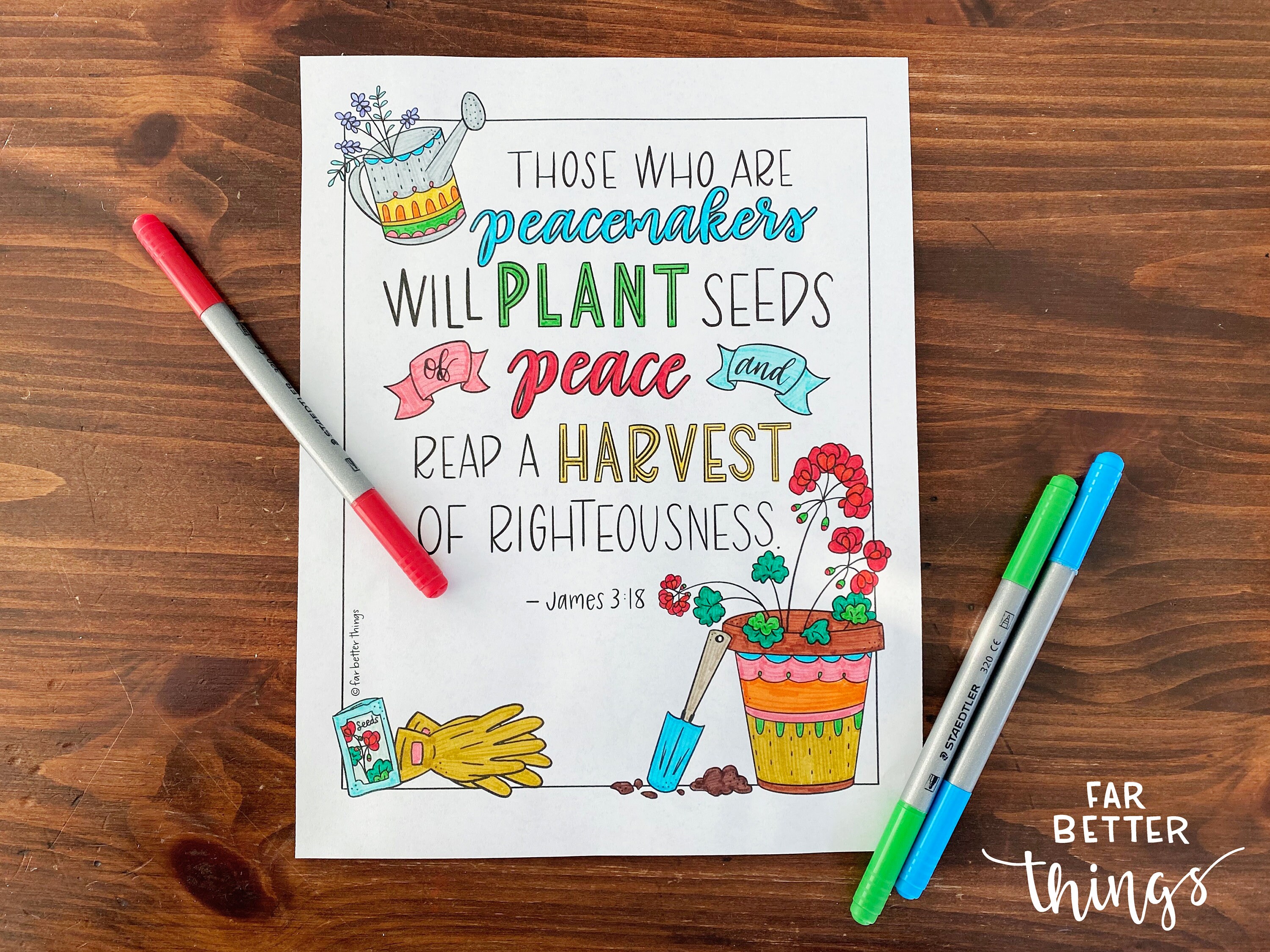 Bible Verse Coloring Page James 3:18 Printable Digital - Etsy