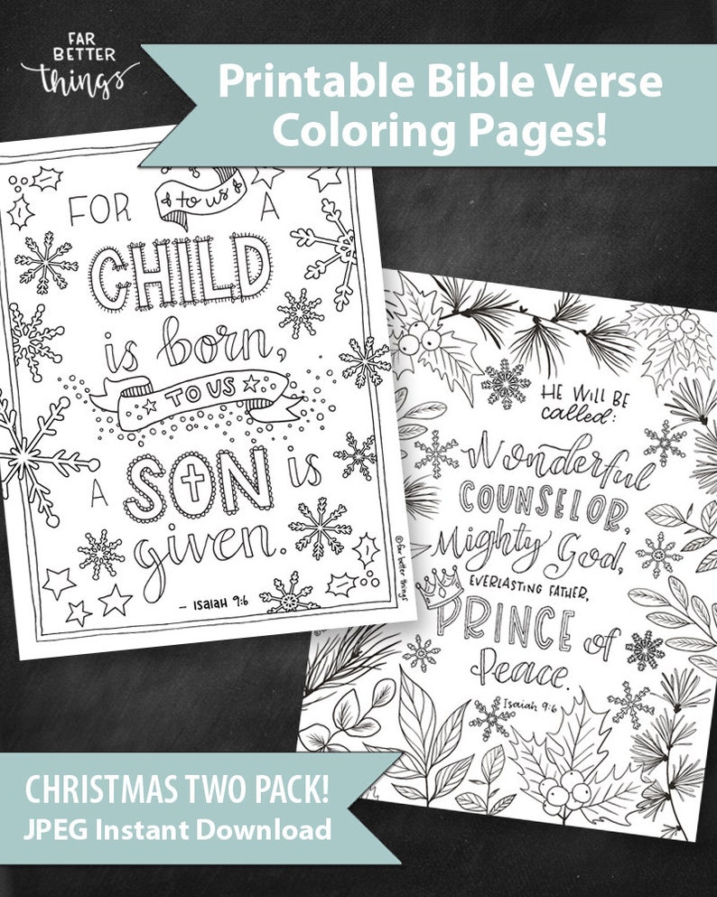 Two Pack Christmas Bible Verse Coloring Pages - Printable Bible ...