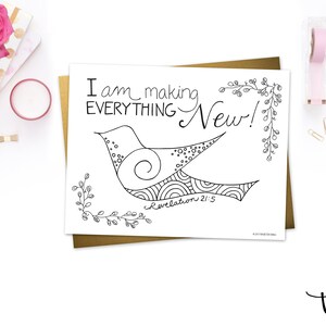 Bible Verse Coloring Page - Revelation 21:5 - Printable Coloring Page, Bible Coloring Page, Christian Kids Activity, Sunday School Craft image 7