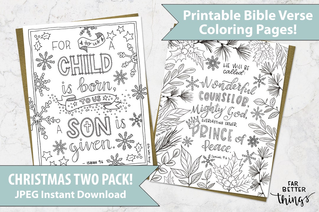 Two Pack Christmas Bible Verse Coloring Pages - Printable Bible ...