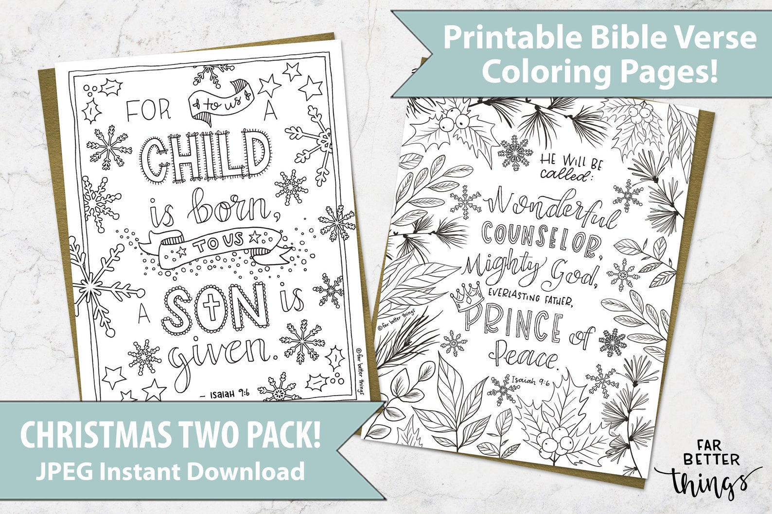 Two Pack Christmas Bible Verse Coloring Pages - Printable Bible ...