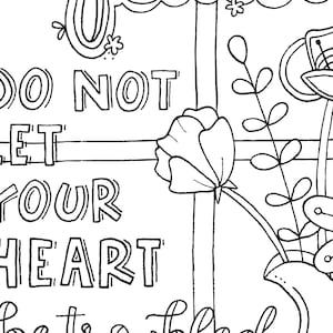 Bible Verse Coloring Page John 14:27 Printable Bible Coloring Page, Christian Kids Activity, Sunday School Craft, God's Peace, Scripture image 7
