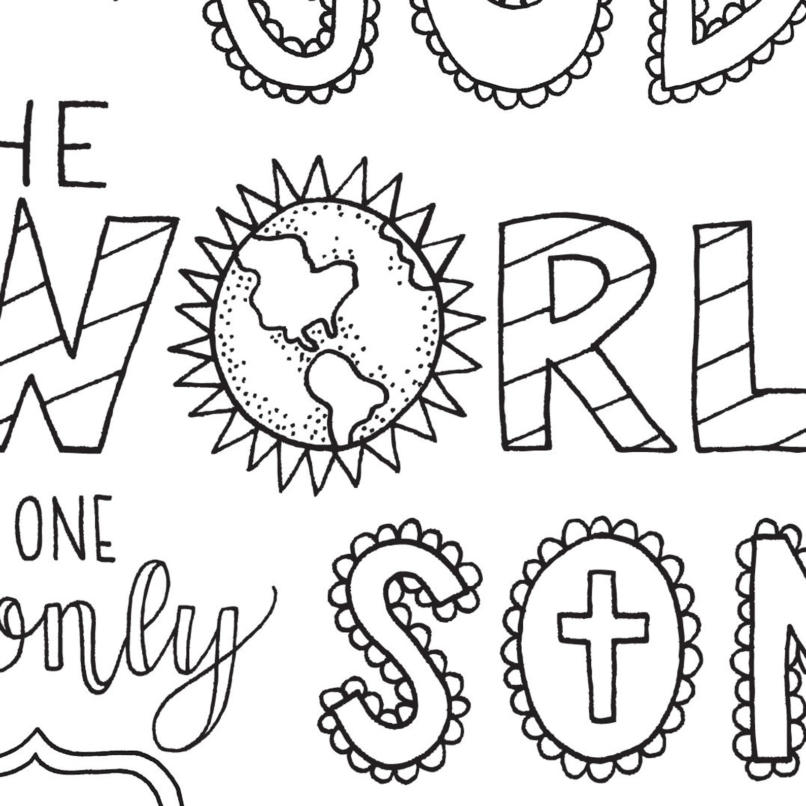 Bible Verse Coloring Page John 3:16 Printable Bible | Etsy