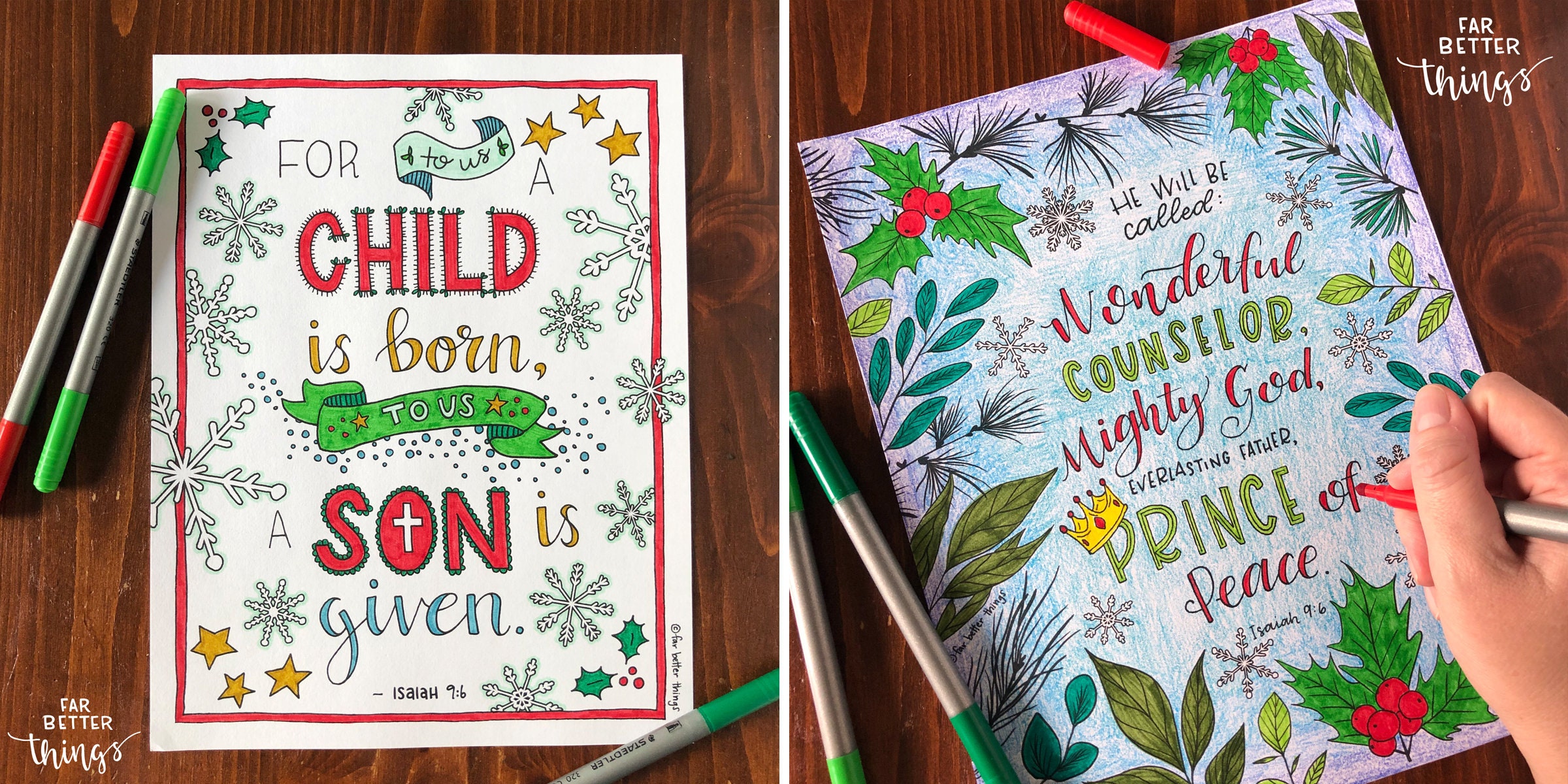 Two Pack Christmas Bible Verse Coloring Pages - Printable Bible ...