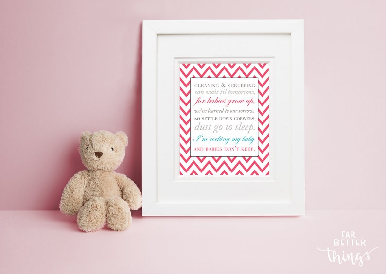 Baby Shower Gift Custom Colors! Navy Grey Red Pink Turquoise Chevron Baby Art Babies Don/'t Keep Nursery Poem Print New Mom Gift