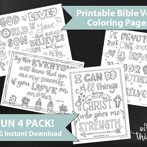 Scripture Verse Coloring Pages Instant Digital Download | Etsy