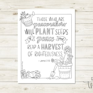 Bible Verse Coloring Page - James 3:18 - Printable Digital Download ...