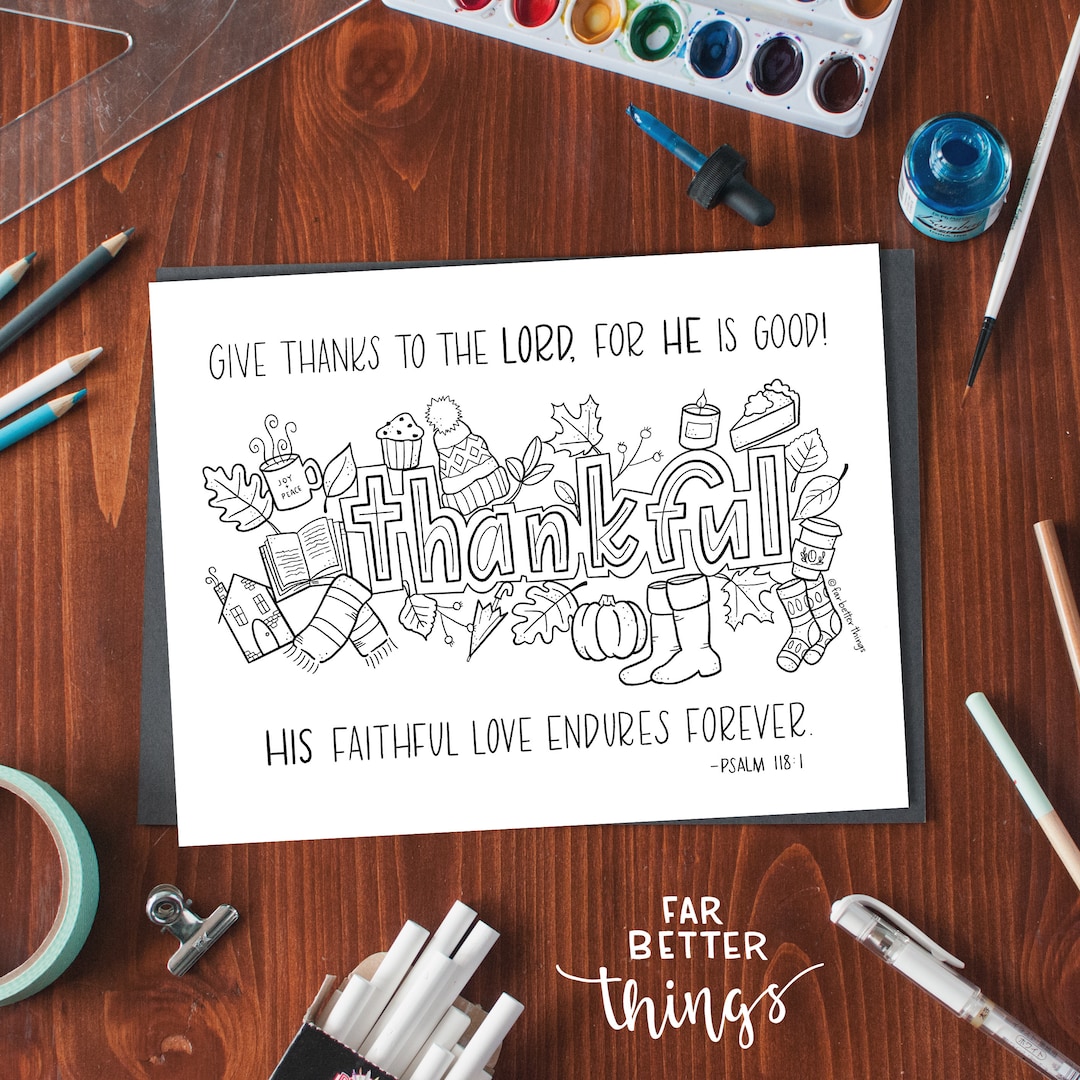 Bible Verse Coloring Page  Psalm 118:1  Thankful Printable