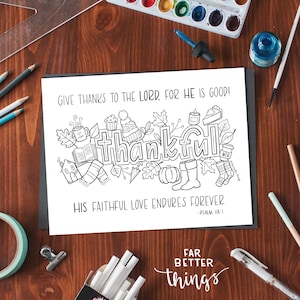 Bible Verse Coloring Page - Psalm 118:1 - Thankful Printable Coloring Page, Bible Coloring, Christian Kids Activity, Sunday School Craft