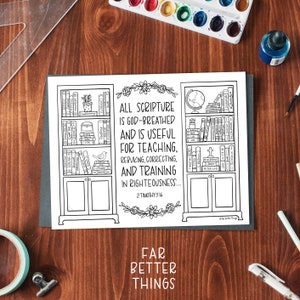 Bible Verse Coloring Page - 2 Timothy 3:16 - Printable Digital Download, Bible Coloring Page, Christian Homeschool Activity, Sunday School