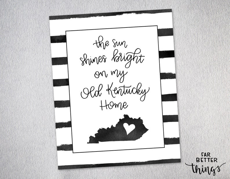 My Old Kentucky Home Hand Lettered Print Kentucky State Love Etsy