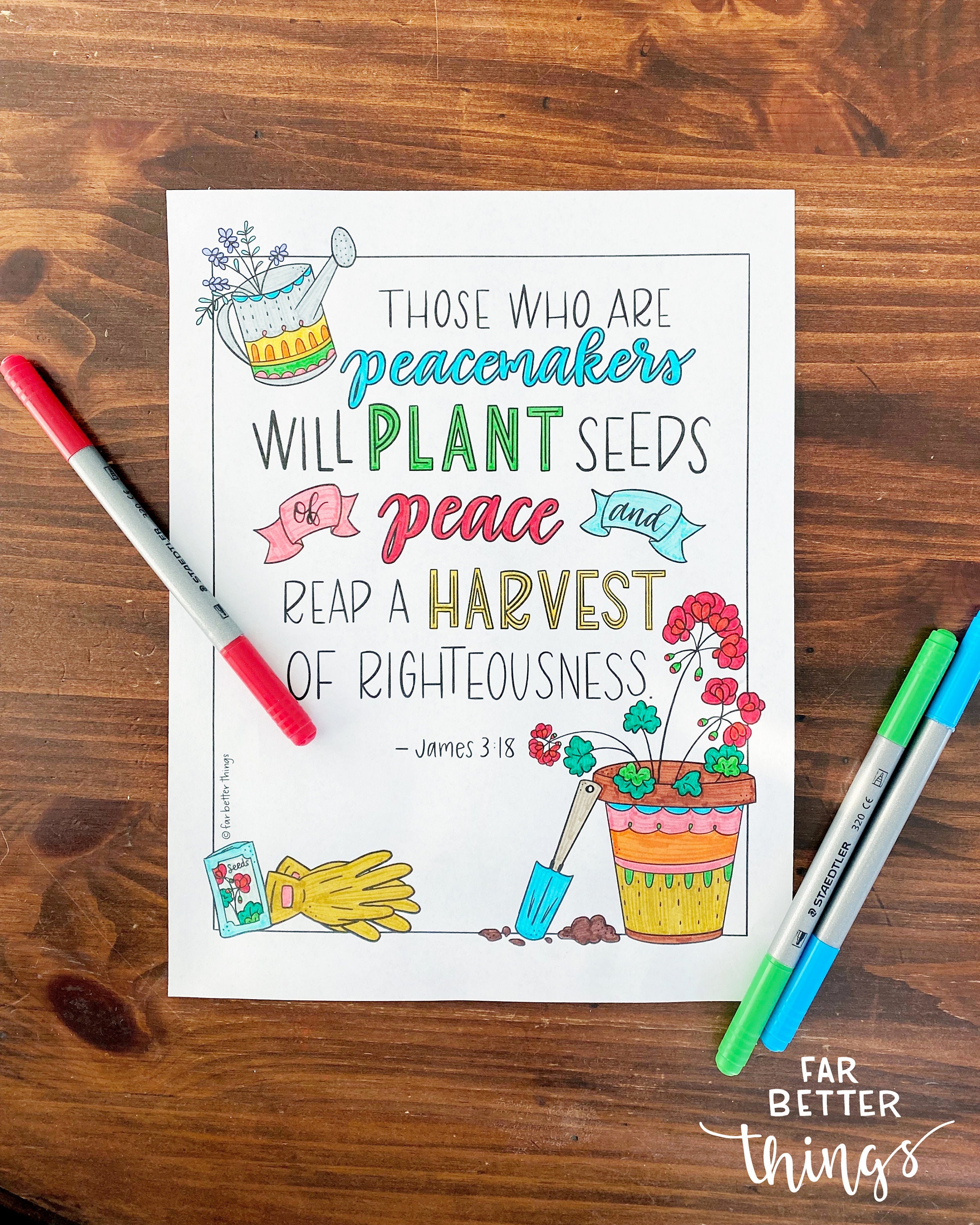Bible Verse Coloring Page James 3:18 Printable Digital Download, Bible ...
