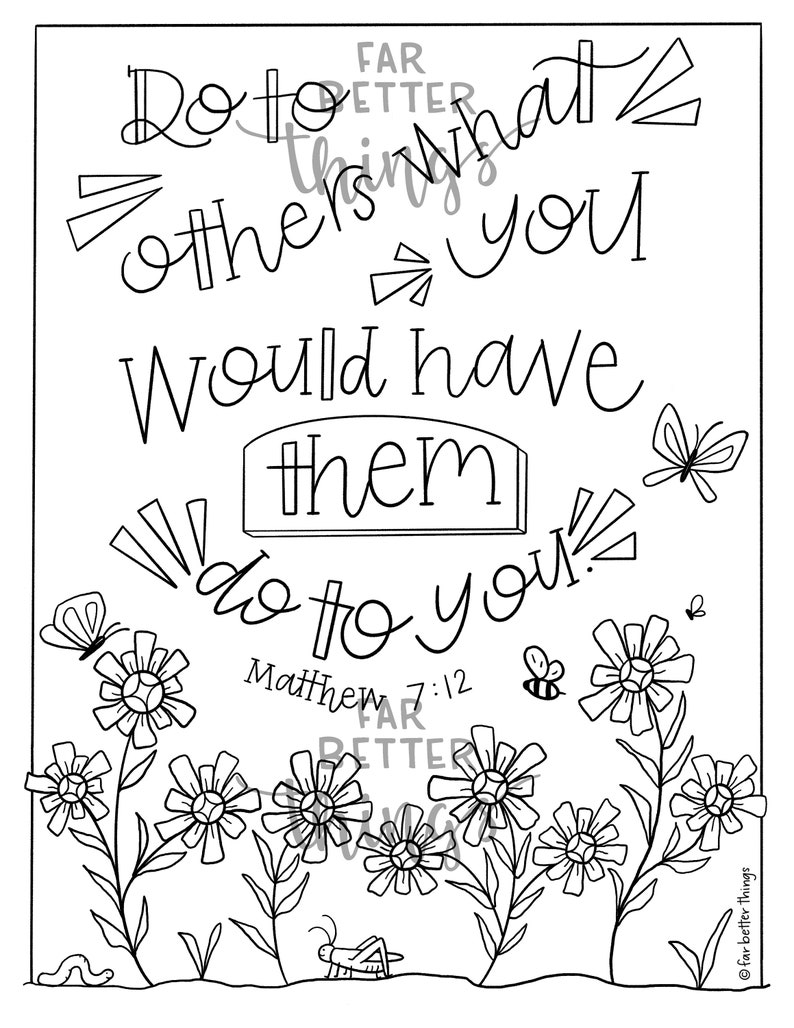 Bible Verse Coloring Page Matthew 7:12 Golden Rule, Printable Coloring ...