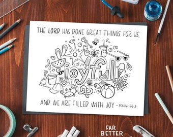 Bible Verse Coloring Page - Psalm 126:3 - Printable Digital Download, Bible Coloring Page, Christian Kids Activity, Sunday School Craft Joy