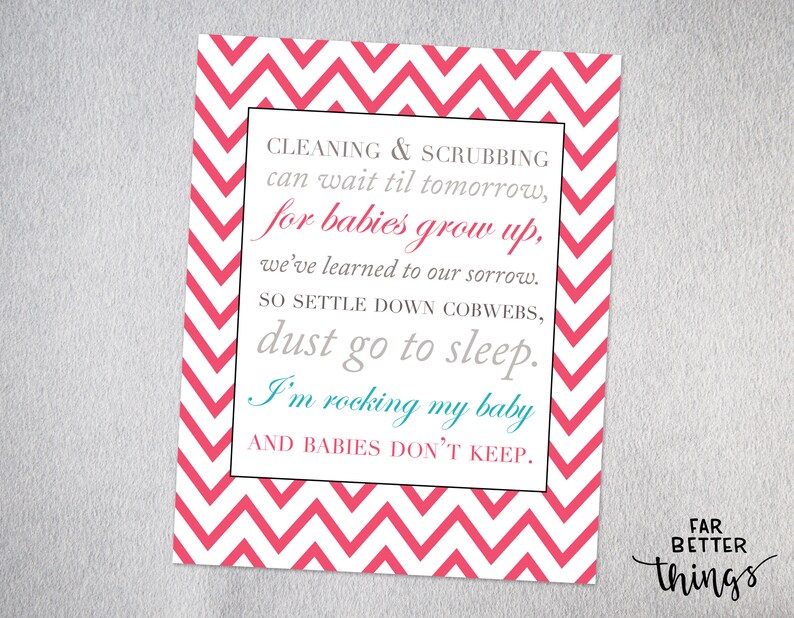 Baby Shower Gift Custom Colors! Navy Grey Red Pink Turquoise Chevron Baby Art Babies Don/'t Keep Nursery Poem Print New Mom Gift