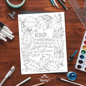 Bible Verse Coloring Page - Ephesians 4:32 - Printable Digital Download, Bible Coloring Page, Christian Kids Activity, Sunday School Craft