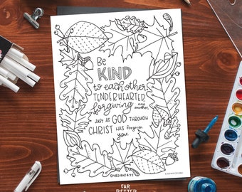 Bible Verse Coloring Page - Ephesians 4:32 - Printable Digital Download, Bible Coloring Page, Christian Kids Activity, Sunday School Craft
