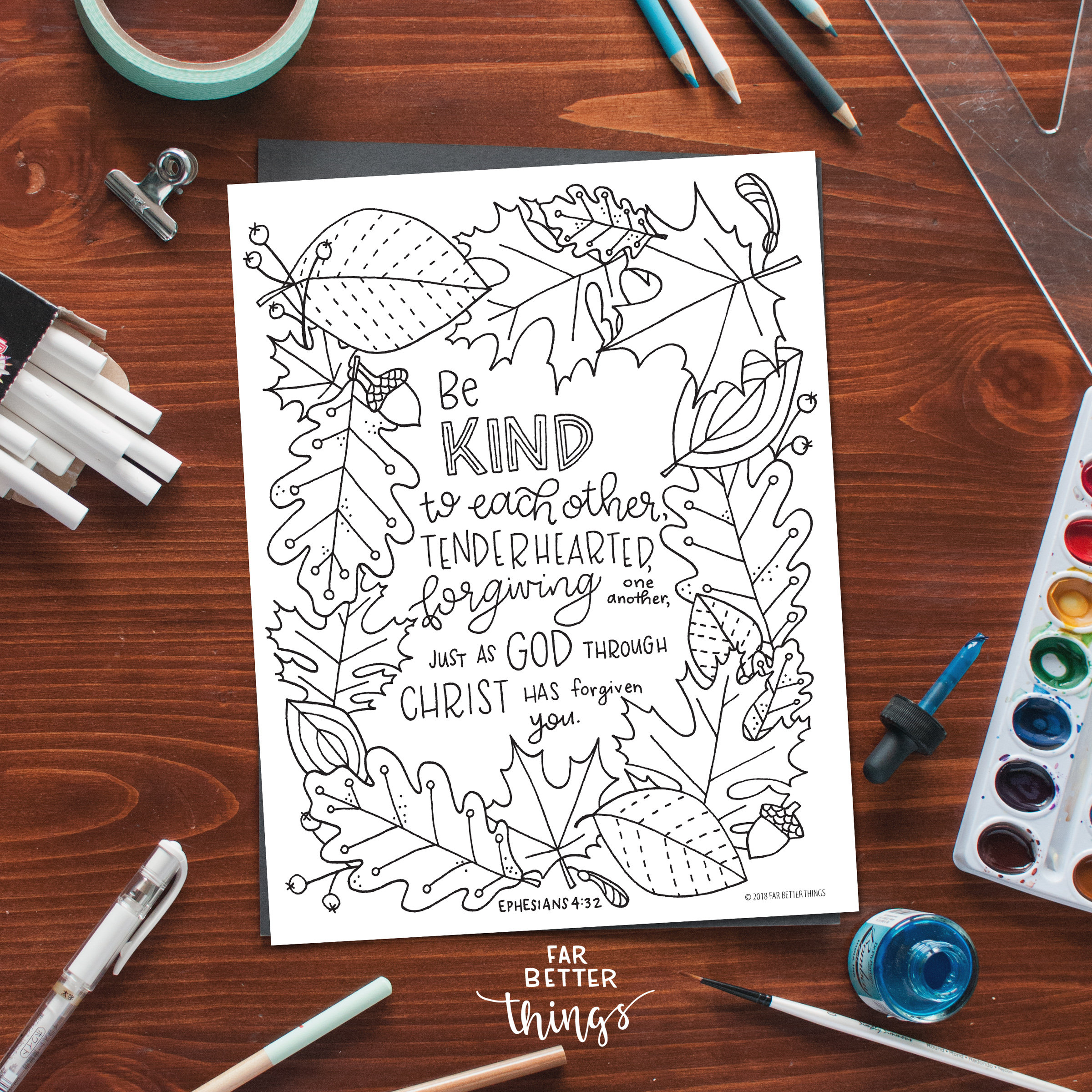 Bible Verse Coloring Page Ephesians 4 32 Printable Digital Etsy