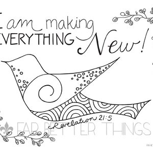 Bible Verse Coloring Page - Revelation 21:5 - Printable Coloring Page, Bible Coloring Page, Christian Kids Activity, Sunday School Craft image 4