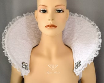 White victorian wedding vampire queen neck collar