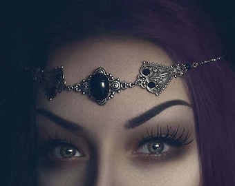 Black agate gem gothic victorian circlet