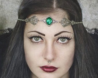 Emerald gem gothic victorian circlet