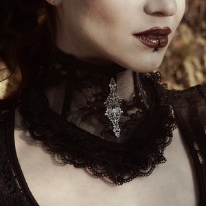 Black lace gothic victorian neck corset