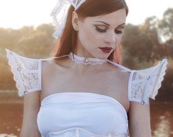 White lace costume wedding epaulettes