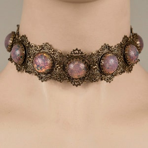 Roze vuur edelstenen elegante middeleeuwse renaissance bruiloft bruids romantische choker