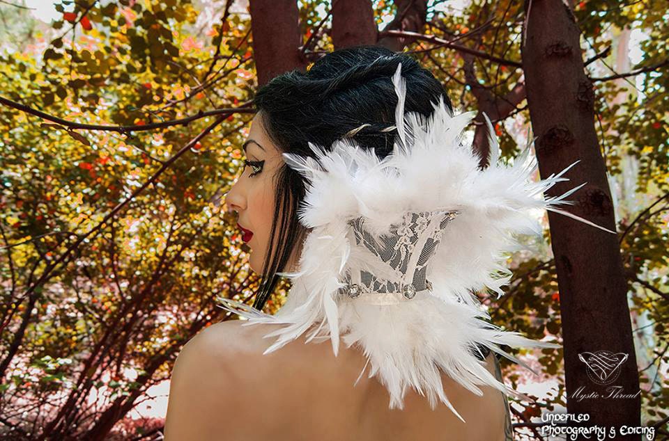 White feather length of feathers 810cm lace neck corset Etsy