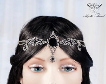 Black agate gem gothic victorian circlet