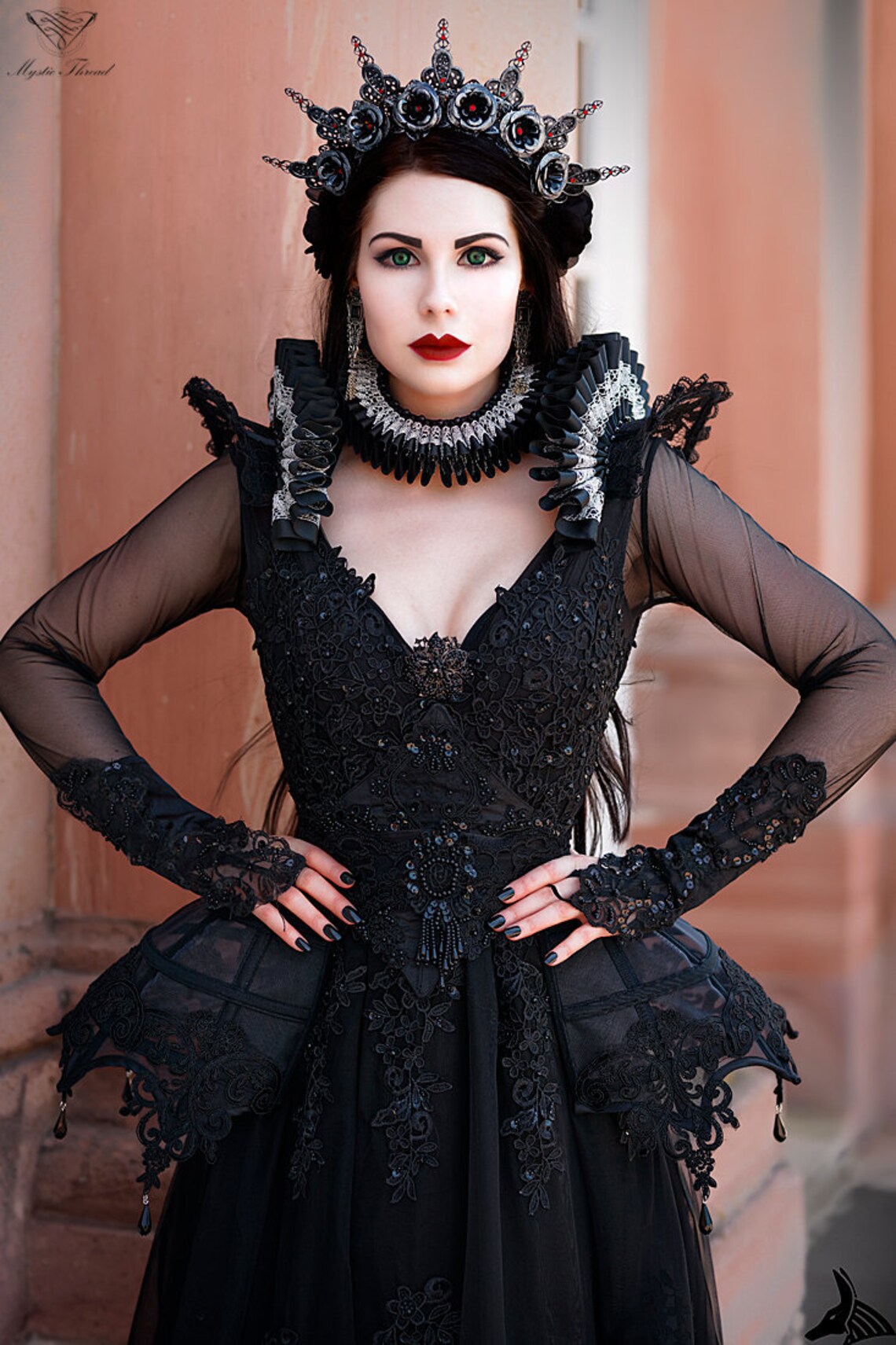 Black Elizabethan Neck Collar and Suspender Shoulder Pads Etsy