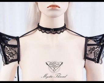 Black lace costume wedding epaulettes