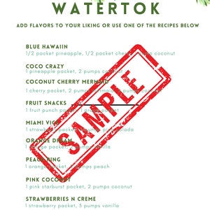 Printable PDF WaterTok Recipe list