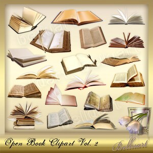 Open book clipart, vintage stationery